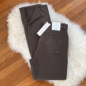 Zara 90’s Slim Split Hem Signature Denim in Sweet Mocha